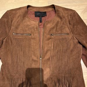 Brown micro suede fringe jacket